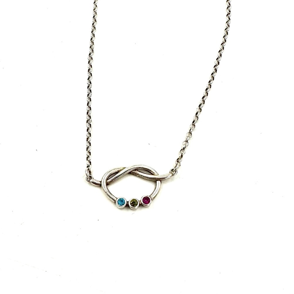 Talisa Sterling Silver Infinity Lucky Ties Birthstone Necklace July Aug Dec